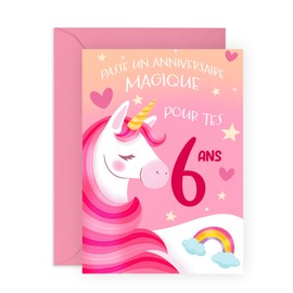 Central 23 Carte De 6ème Anniversaire Pour Fille - Carte Anniversaire Licorne Pour Enfant - 6 Ans - Sixième - Cadeau Pour Petite-Fille Nièce Soeur - Livré Avec Autocollants - Par