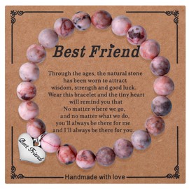 iWenSheng Birthday Gifts for Friends Female - Friendship Gift for Women Woman, Natural Stone BFF Christmas Bracelet for Best Friend Bestie Present