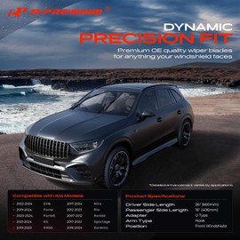 A-Premium Pack of 2 Front Windshield Wiper Blades with Wear Indicator & Towel - Compatible with Kia Sorento, Forte, Forte5, Sportage, Rio, Niro, K5, K900, Rondo, EV6-26" and 16", Hook Connector