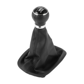 Partuto 6 Speed Manual Gear Shifter Knob with Cover - Car Shift Lever Knob with Cover - for Volkswagen Passat 2005-2010 Plastic Faux Leather Black - 1 Pc