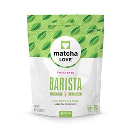 Polvo endulzado Matcha Love Green Tea, paquete de 8 onzas (Paquete de 1) polvo de té verde endulzado antioxidante rico en vitamina C, mezcla de polvo 