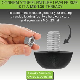 Project Patio 8mm x 1.25 M8 Adjustable Furniture Leg Leveler Replacement Outdoor Stainless Steel Screw-in Leveling Feet Glides - 24-Pack