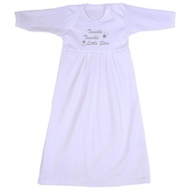 BabyPrem Baby Gown Sleepwear Twinkle Star Clothes Boy Girl Newborn 0-6 Mths White