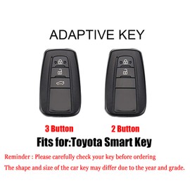 HIBEYO 3 Button Key Fob Cover for Toyota RAV4 Corolla CHR C-HR Camry Corolla Prado Prius Accessories Smart Key Case for Toyota Key Shell Cover with Keychain Protector-B Keychain