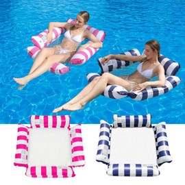 TUXUNQING Inflatable swimming bed, inflatable water hammock, air mattress pool, pool chair, 4-in-1 air mattresses. Suitable for swimming pool, adults and children, inflatable hammock (light blue)