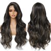 msloosily Long Wavy Wig For Women 26 Inch Side Part