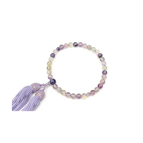 Hiruta Buddhist Jewelry Store, Women's Prayer Beads, Purple Fluorite Prayer Beads with Bag, One-Handed Prayer Beads