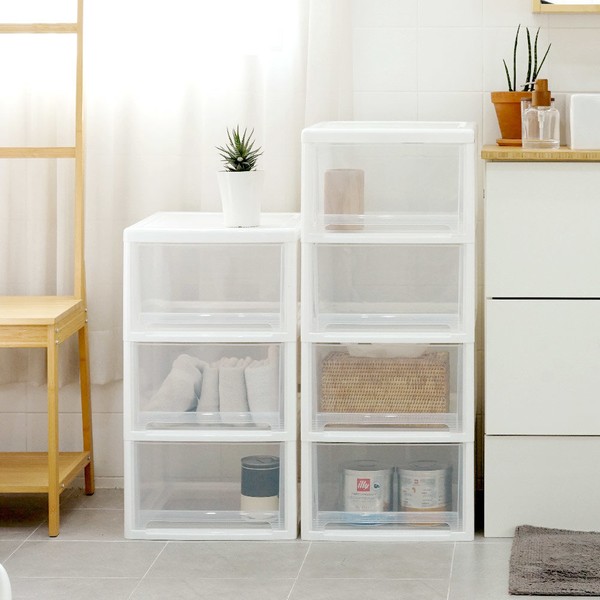 Bono House Max transparent chest of drawers 4 tiers (transparent/dark