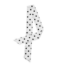 sourcing map 50s Skinny Silky Scarf Polka Dots Waistband Long Narrow Neckscarf Bag Handle Accessory White L