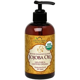 US Organic Jojoba Oil, USDA Certified Organic,100 Pure  Natural, Cold Pressed Virgin, Unrefined, Haxane Free, Amber Plastic Bottle with Pump (240 ml)