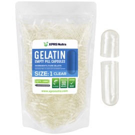XPRS Nutra Size 1 Empty Capsules - 1000 Count Empty Gelatin Capsules - Empty Pill Capsules - DIY Capsule Filling - Pure Bovine Pill Capsules Empty Gel Caps (Clear)