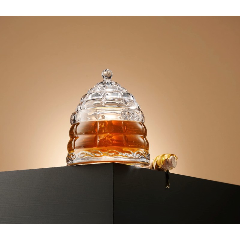 STUDIO SILVERSMITHS Crystal Honey Jar, Beehive Honey Dish