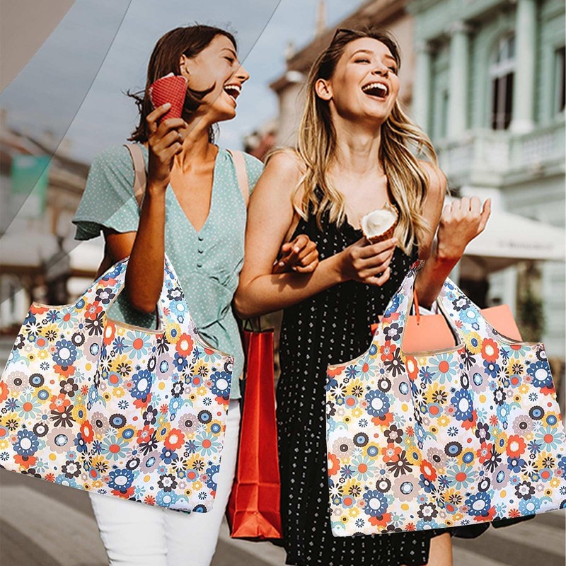 Yurleer Large Foldable Shopping Tote Bag Water Resistant Shopping Tote