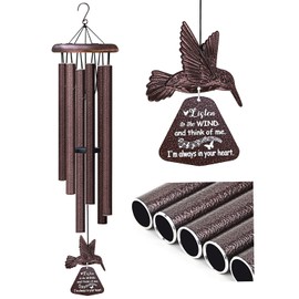 Synhonty Sympathy Wind Chimes with Hummingbird Wind Spinner, Memorial Wind Chimes for Loss of Loved One Prime, Bereavement/Sympathy/Memorial Gift for Loss of Mother Father Husband Condolence Remembrance