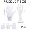 Azlanway White Cotton Gloves, 3 Pairs Reusable Soft Formal Gloves,