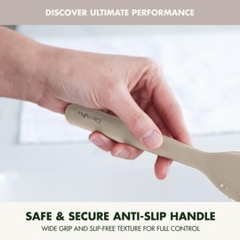 GreenPan Silicone Fish Turner Spatula, Slotted Cooking Kitchen Utensil, Flexible Rubber Nonstick Cookware, Rigid Steel Core, Heat-Resistant, Anti-Slip Handle, BPA-Free, Dishwasher Safe, Taupe