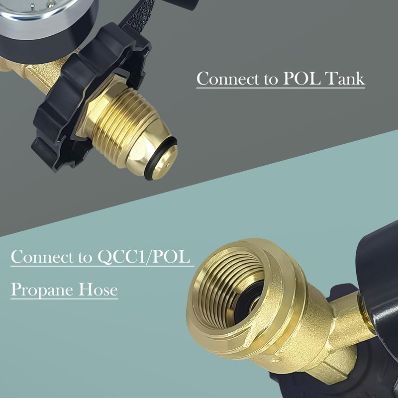 100 Ib Propane Tank Adapter with Gauge Connector, Universal Propane