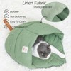 Cat Sleeping Bag,Linen Fabric Cat Bed Cave Leaf Nest Pet