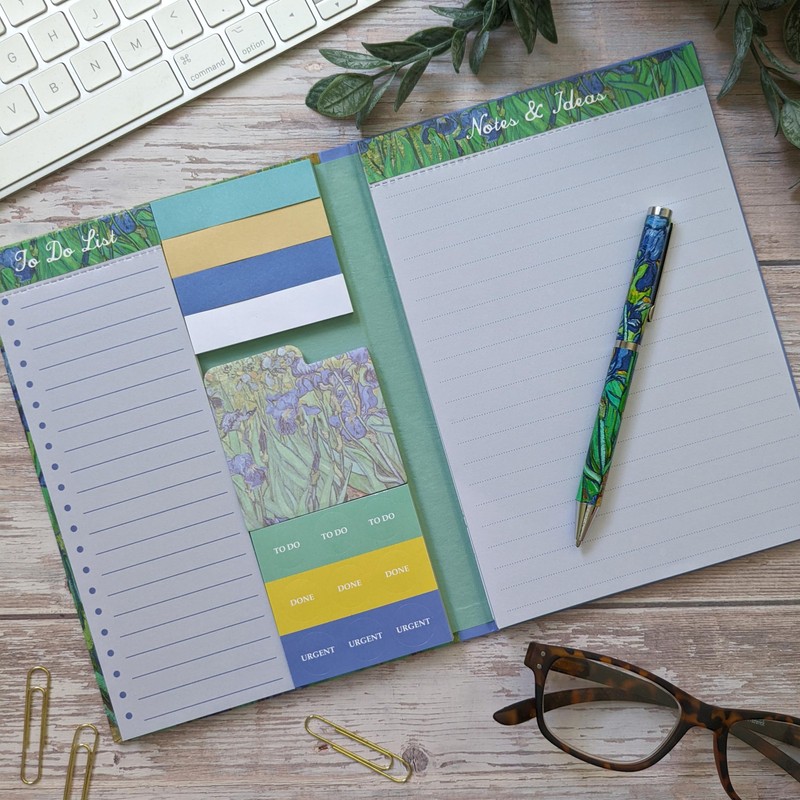 A5 Planner and Notepad with Sticky Notes - Van Gogh