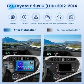 Inefala 2G 64G Radio for Toyota Prius C 2012-2014 Android 13 CarPlay Car Stereo 9'' HD Touch Screen Compatible with Android Auto AHD Backup Camera Bluetooth GPS WiFi FM RDS