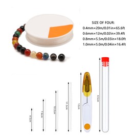 YOUNIEYO 4 Rolls Bracelet String Kit 0.4mm 0.6mm 0.8mm 1mm Clear String Elastic for Jewellery Making Necklace Bracelet Beading Thread DIY Craft Projects with Beading Needle and Yarn Scissors