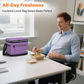 Tirrinia Insulated Lunch Box for Men/Women, Leakproof Lunch Bag for School Work, Large Lunch Tote Kids Boys Girls Student Back to School, Soft Cooler Office Picnic Beach Camping for Adults,Purple