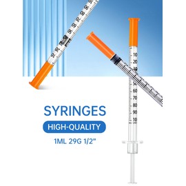 1mL/cc 29G 1/2-Inch 12.7mm Lab Syringe, Individually Wrapped, Scientific Use, Pack of 20