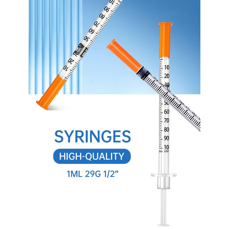 1mL/cc 29G 1/2-Inch 12.7mm Lab Syringe, Individually Wrapped, Scientific Use,