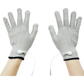 Guantes De Electrodo Tens Ems Con Par De Cables 1 Par Color Gris