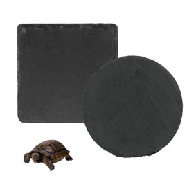 FDRJKN 2 Pcs Tortoise Accessories, Reptile Basking Platform, Tortoise House, Slate Reptile Basking Platform, Aquarium Decoration for Tortoise Snake Frog Lizard Gecko (10 * 10cm)