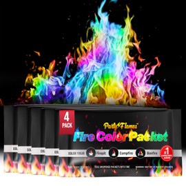 Magic Campfire Fire Color Changing Packets for Fire Pit (4 Pack) Outdoor Fireplaces & Bonfires, Rainbow Colored Flames - Perfect Camping Essential & Accessories - Must Have for Kids & Adults