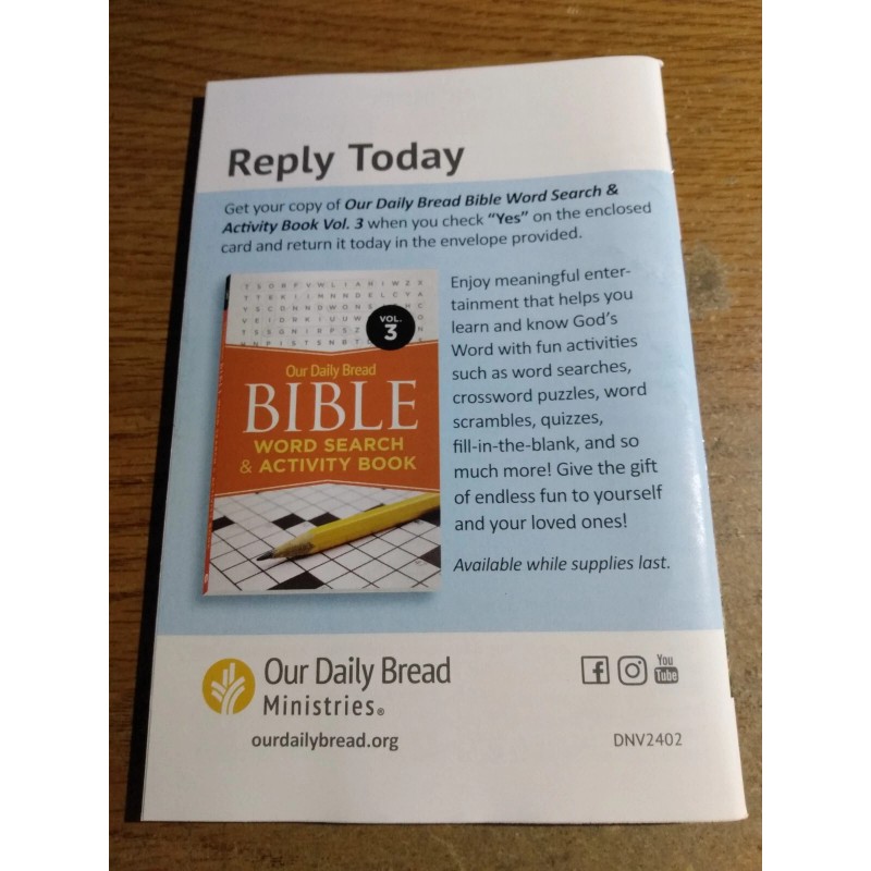 Our Daily Bread Devotional June, July, August 2024