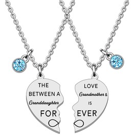 WTOPP 2PCS Grandmother Nan Nanny Granny Grandma and Granddaughter Necklace Gifts The Love Between Grandmother and Granddaughter is Forever Necklace Family Jewelry Christmas Birthday Gift