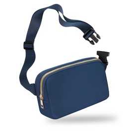 FIORETTO Bumbags for Ladies Fashion Bum Bag Fanny Pack with Organized Zipped Pockets Adjustable Belt Bag Small Waist Pouch Bum Bag for Dog Walking Running Travel Navy Blue