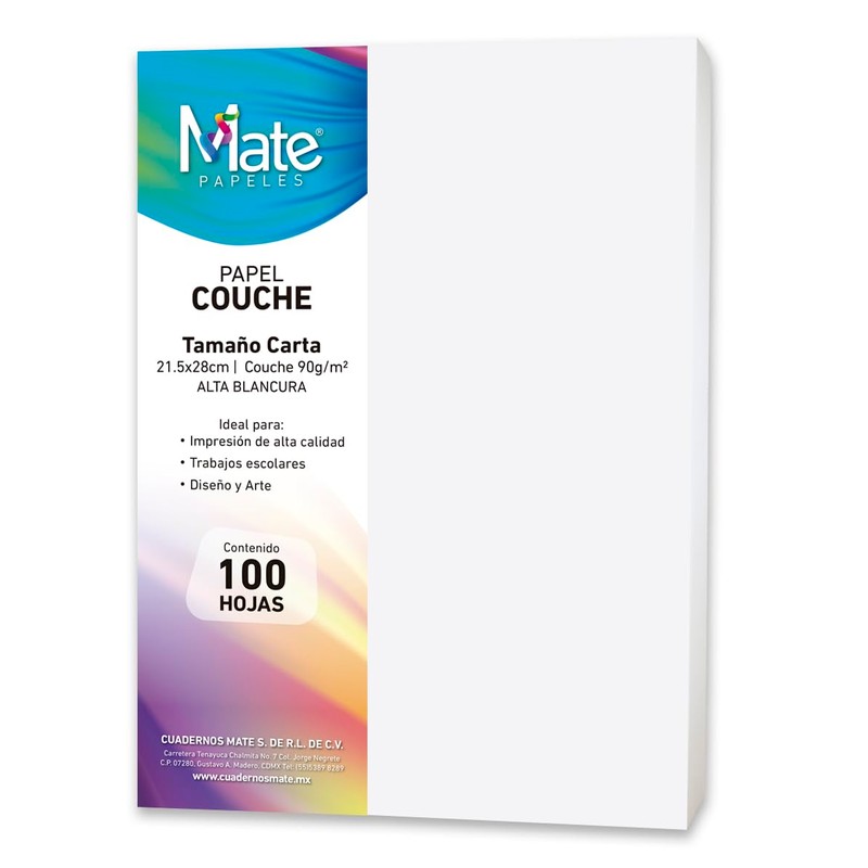 Papel Couché 90 G/m2 | Tamaño Carta | 100 Hojas