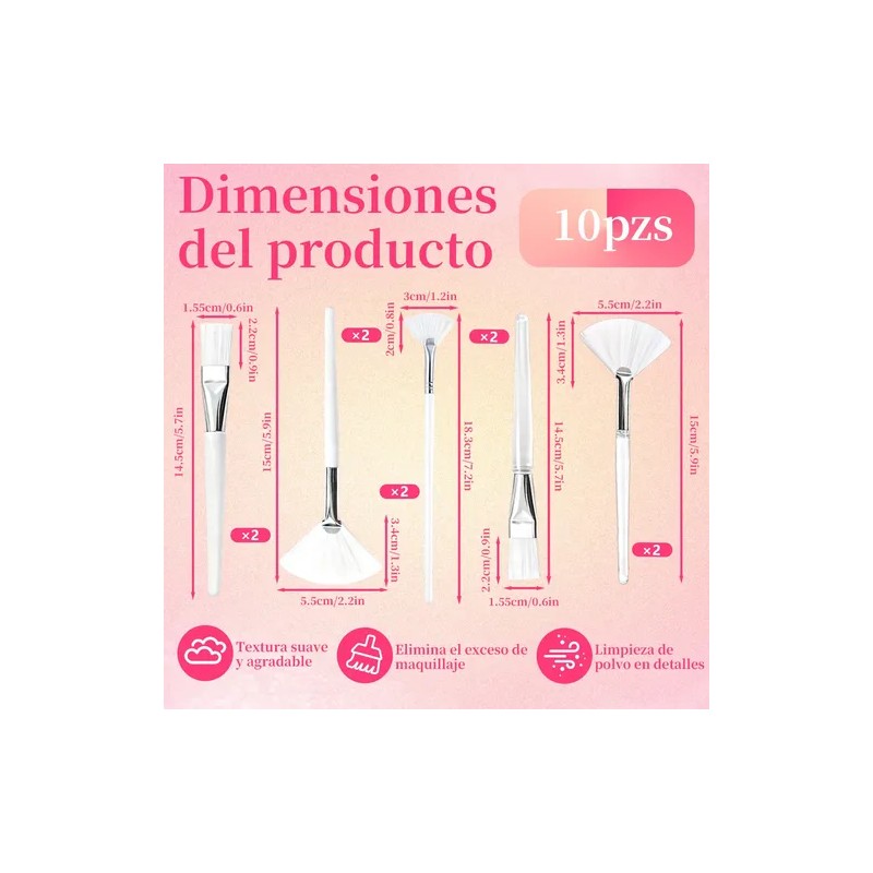 10 Pzs Brochas Mascarillas Faciales Serum Acido Spa Blanco