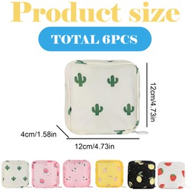 Ptenzor 6 Pcs Small Sanitary Napkin Storage Bags, Portable Period Pouches with Zipper, Reusable Makeup & Coin Purse, Ideal for Travel, School, and Everyday Use, Perfect for Women & Teen Girls