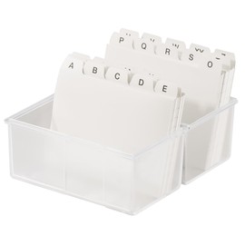Han 979-10 Index Card Box A8 Landscape, Innovative New Attractive Design for 200 Cards with Steel Hinge Includes 100 Cards and A-Z Index Translucent/Clear