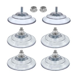 HE ZHI LONG 6PCS Upgraded Large Suction Cups with Screws- 85mm Large Clear PVC Sucker Pads, m8 Screw nut, Strong Adhesive Thick Suction Cup Hooks for Glass Window, car Windshield & Smooth Walls