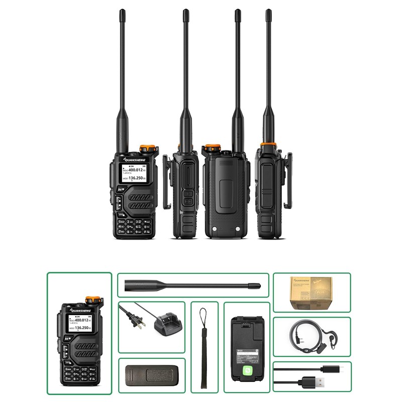 QUANSHENG UVK5 AM/FM/DTMF walkie Talkie 200 Channel Type-C Charging Three