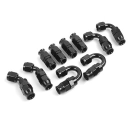 Baieasy 6AN Hose End Fitting Kit Straight 45 Degree 90 Degree 180 Degree, Clamp for CPE Braided Hose Aluminum Black