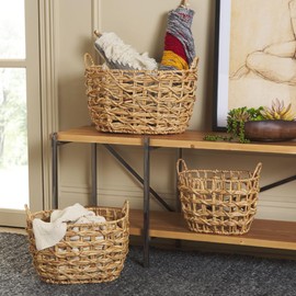 SAFAVIEH Home Collection Home Collection Langdon Natural Water hyacinth Set of 3 Storage Baskets (Fully Assembled)