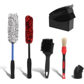 Tefola Juego de 6 Cepillos para Llantas y Rines de Auto, Cepillos para Detalles Limpieza de Coche, Limpieza Profunda de Rines, Ruedas y Espacios Estrechos