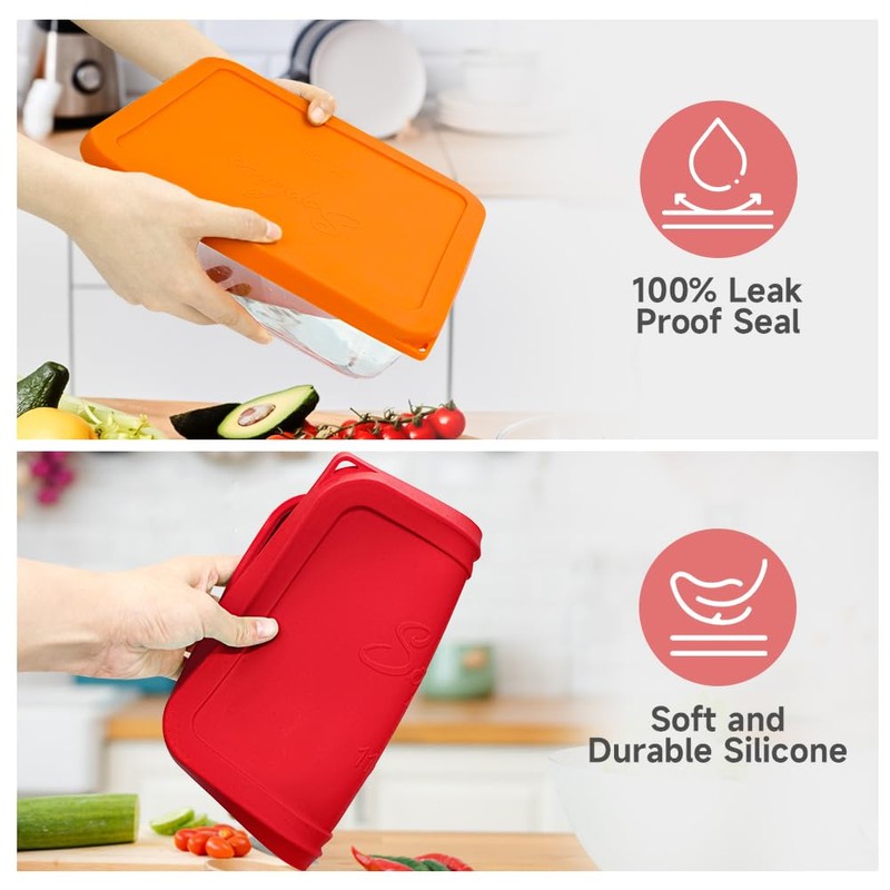 Sophico 11 Cup Rectangle Silicone Storage Cover Lids Replacement for