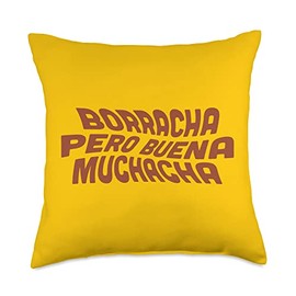 Borracha Pero Buena Muchacha Latina Bonita Drinking Throw Pillow, 18x18, Multicolor