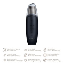GESKE SmartAppGuided™ MicroCurrent Skin Scrubber & Blackhead Remover, 9 in 1, Skincare Tools, Face Cleaning, Anti Ageing and Cleansing, Professional Face Tightening, Blackhead Remover