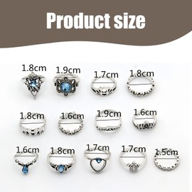 DHWEKU 13 Piece Crystal Boho Ring Silver Rings Set Finger Rings Fashion Crown Ankle Ring for Women and Girls