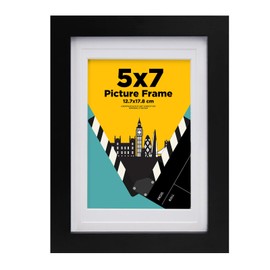 EGOFINE 7x5 Picture Frame, Solid Wood Frame with Acrylic Glass, Matted for 4x6/3.5x5 inch Picture, 7x5 Photo Frame for Tabletop and Wall Mounting,17.8 x 12.7cm Small frame for Printing, Black