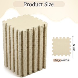 Nuanchu 60 PCS Kids Foam Puzzle Floor Mat Bulk - Solid Color Foam Play Mat with Borders Interlocking Multi Use Floor Rug for Children, 12 Inch(White)