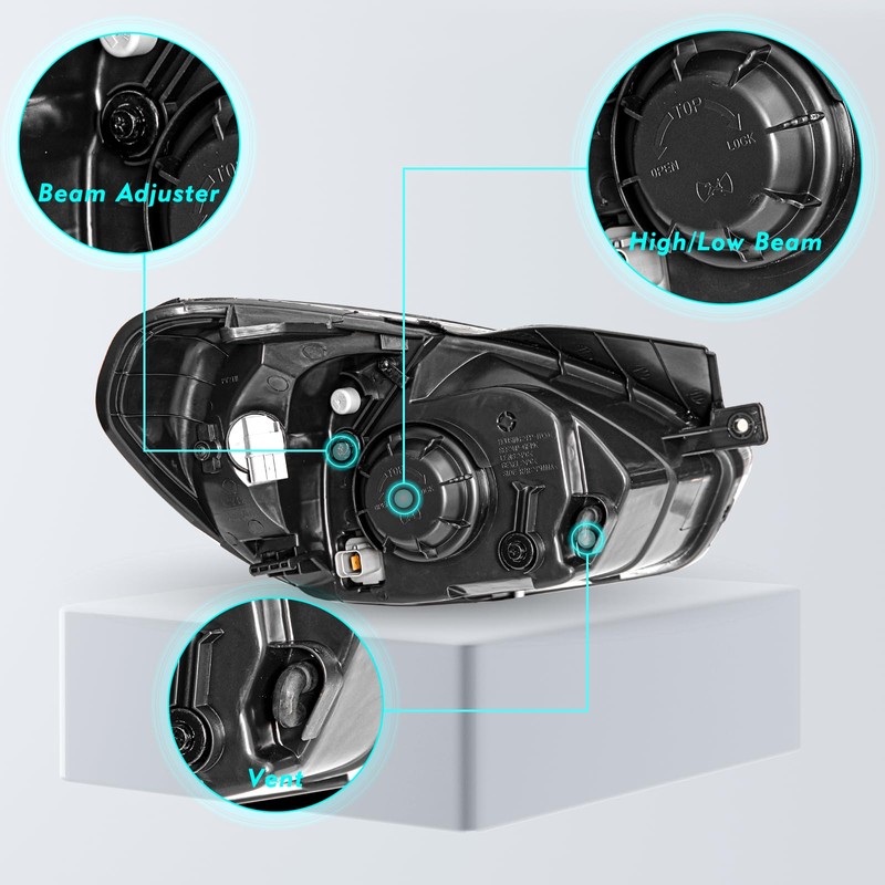 TUSDAR Headlight Assembly Replacement for 2007-2011 Hyundai Accent Driver and